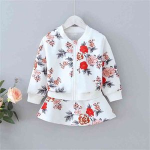 Autunno Fiore Abbigliamento per bambini Moda Bambine Set di abbigliamento Cappotto gonna Bambino Bambini Abiti Autunno Ragazza del bambino 2 Pezzi 210715