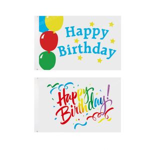 Bandiera di buon compleanno 90 x 150 cm 3 * 5 piedi Banner personalizzato Fori in metallo Passacavi Compleanni Festa interna ed esterna personalizzabile