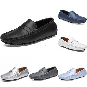 Leder Erbsen Herren Casual Fahrschuhe weiche Sohle Mode Schwarz Marine Weiß Blau Silber Gelb Grau Schuhe All-Match Lazy Cross-Border 38-46 Farbe83