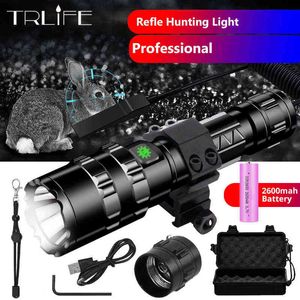 8000LM C8 Hunting Tactical Flashlight Aluminum Lamp Weapon Light T6 L2 Waterproof Torch USB Rechargeable 2600Mah 18650 Lantern W220303