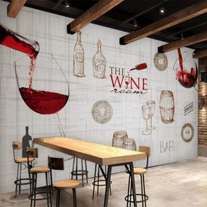 Пользовательские фото обои европейский стиль ретро льняные текстуры вина красный винный бар украшения фона стены росписи пакет де пара д
