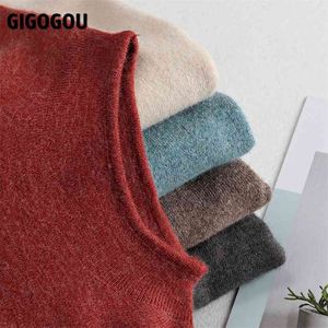 Gigogou cashmere tröja kvinnor turtleneck stickade pullovers topp höst vinter varm långärmad elegant kvinnlig jumper pull femme 210922