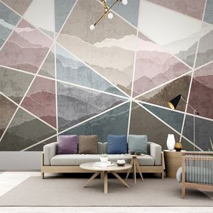 Benutzerdefinierte jede Größe Wandbild Tapete moderne 3D geometrische Linie Wandmalerei Wohnzimmer TV Sofa Schlafzimmer Hintergrund Papel De Parede 3D
