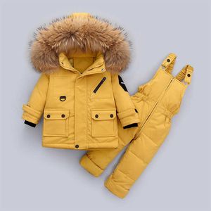 어린이 다운 자켓 세트 아기 중간 및 긴 다운 코트 양복 겨울 소년 소녀 아기 두꺼운 파카 1-4 년 동안 H0909