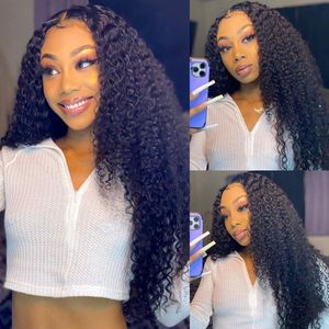 HD Transparent Curly Lace Front Pärlor Mänskligt hår 130% Densitet Förplockad 13x4 Kinky Stängning Frontal Wig för Black Women Diva1