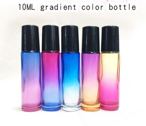 Jardim casa 10ml gradient cor óleo essencial frasco de frasco bola de rolos de vidro grosso roll roll em durável para o recipiente cosmético de viagem