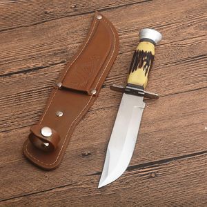 Offerta speciale Survival Straight Knife 440C Satin Drop Point Blade Resina Maniglia a pale fisse Blades Coltelli con confezione card blister