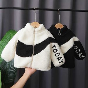 Polar fleece Autumn Winter Plush Children Thicken Jackets For Baby Girls Warm Kids Coats Boys Plus velvet Outerwear Clothes 211204