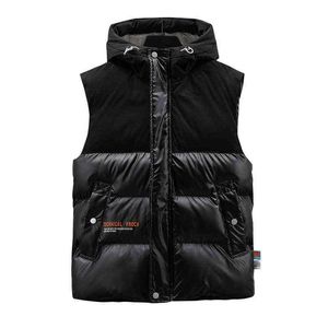 Homens de inverno ultralight fina para baixo jaqueta colete branco pato embaixo jaquetas com capuz mangas parkas casaco quente parka outwear portátil y1103