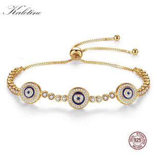 Real 925 pulseiras de prata esterlina para mulheres boa sorte encantos hamsa tênis pulseira azul pedra amarela ouro mens turco jóias