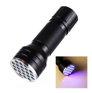 21 LED UV 손전등 토치 라이트 바이올렛 라이트 블랙 라이트 램프 3A 마커 체커 감지 용 배터리