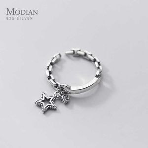 Marcas Hight Quality Hollow Out Star Round Zircon 925 Sterling Silver Deding Ring para Mulheres Abertura Jóias Belas 210707