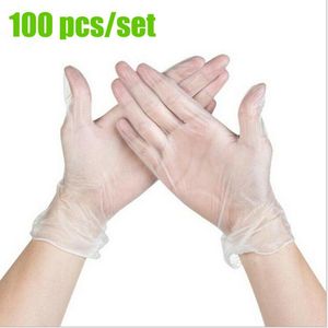 Luvas Descartáveis 100 PCS PVC Manuseio de Alimentos Luva Transparente Látex Jardim Limpeza Doméstica S/M/L/XL