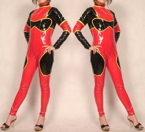 Pvc Catsuit Red оптовых-Sexy Catwoman Catwoman Code Coket Costumes Outfit Красный черный блестящий ПВХ женский костюм для костюмов костюма нет головы рука нога Хэллоуин вечеринка Необычное платье косплей боди M812