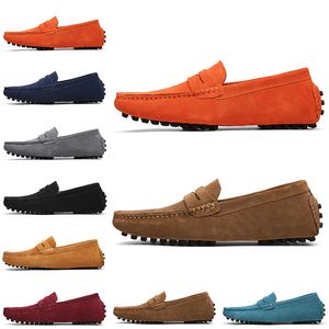 Non-brand Good Men Dress Quality Suede Shoes Black Dark Blue Wine Red Gray Orange Green Brown Mens Slip on Lazy Leather Shoe Size 38-45 s325 s239 s