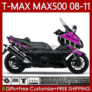 바디 키트 Yamaha Tmax Max 500 Rose Black XP500 Max-500 T 2008-2011 Bodywork 107NO.134 TMAX-500 TMAX500 T-MAX500 2008 2009 2010 2011 MAX500 08 09 10 11 OEM 페어링