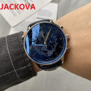 Orologio al quarzo da uomo in vera pelle di alta qualità 42mm completamente funzionale Orologi eleganti in zaffiro Bracciale con cassa in acciaio inossidabile impermeabile Orologi da polso super luminosi