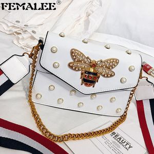 Sacos padrão de abelha selvagem de verão bolsa de pérolas de rebite bolsa de cadeia de luxo bolsa quadrada bolsa de ombro feminina bolsa transversal nova bolsa pequena q1207