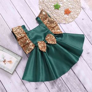 Summer Party Dress Bowknot Sequin Kids Clothes Princess Children's es Year Costume Evening 210528