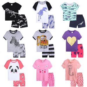 Baby Boy Girl Clothing Set T Shirt Shorts 2 sts Sommar Dinosaur Mermaid Digger Print Clothe Suit Wear Outfit Pajamas Boutique