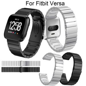 Nytt mode Rostfritt stål Klockrem för Fitbit Versa Smart Watch Armband Byte Metall Armband Tillbehör Watchband H0915