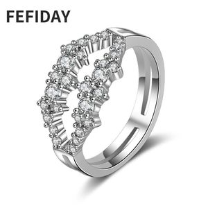 Wedding Rings Fefiday Ladies Fashion Finger Smycken Kvinnor För Eternity Zirconia Stone Crystal Engagement Ring Kvinna CZ