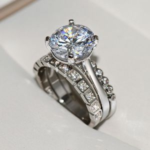 Set di gioielli in argento sterling 925 della Boemia Anello Origin Natural 2 Fedi nuziali con pietre preziose Moissanite per coppie Bizuteria Cluster