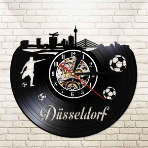 Wanduhren Düsseldorf, Stadtschild, Rekorduhr, deutscher Fußball, Vintage-Uhr, Stadtbild, Landschaft, Nachtlicht, Reisegeschenk
