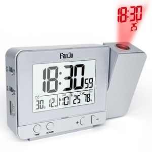 Projector Alarm Clock Digital Date Snooze Function Backlight Projection Desk Table Led Clocks for Kids Students With Time Temperature Humidity