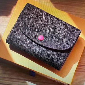 M41939 ROSALIE COIN PURSE projektant mody kobiet kompaktowy krótki portfel luksusowe skórzane etui na klucze etui na karty kredytowe klasyczny brązowy z pudełkiem