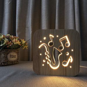 Wholesale wooden string lights for sale - Group buy Strings Saxophone Wooden Table Lamp Usb LED D Lights Creative Gifts Christmas Indoor Light Fairy