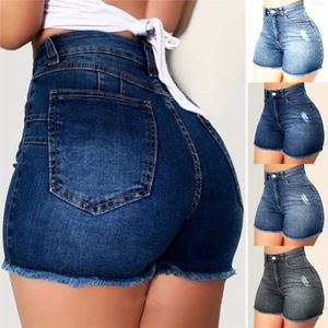 Bulk Partihandel Kvinnor Jeans Shorts Denim Byxor ovanför knä Leggings Casual Solid Short Trousers Bekväma Kvinnor Kläder KL7388