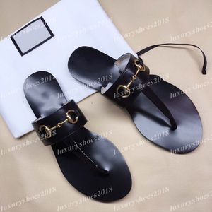 Toppkvalitetsstrand Flip Flops Mens Womens Läder Metall Slippers Striped Sandaler Casual Non-Slip Summer Slides Slipper