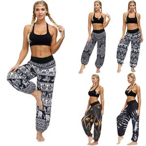 Kvinnor digitala tryckbyxor sömlösa leggings byxor Ladies Bohemian Tie Dye Fitness Sport Hög midja för Kvinna 210515