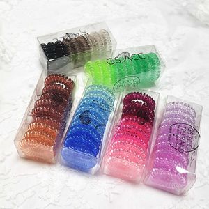 9 Pcs Box Telephone Wire Elastic Band Rope Transparent Rubber Bands Scrunchies Ponytail Holder Gum For Women Girls Hair Tie