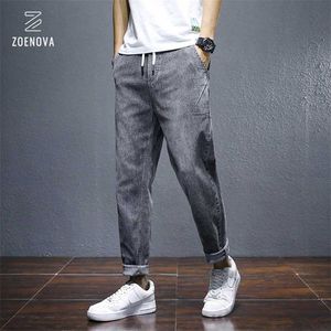 Roupas de marca de verão homens jeans de algodão denim hip hop harem calças corredores streetwear slim cinzento hombre calças macho 211108