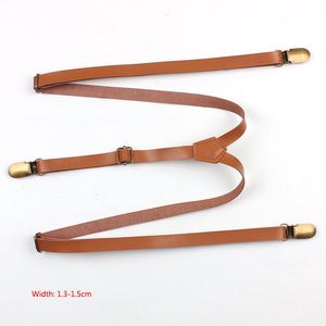 Hochwertiger Herren-Hosenträger in Kaffeebraun, 13 cm breit, 3 Clips und 3 verstellbare Schnallen, Hosenträger, Unisex, PU-Leder, für Damen