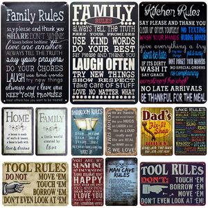 Funny Designed FamilyTool Rules Plaque Metal Painting Wall Decoration Tin Sign Pin Up Shabby Chic Decor Signs Vintage Bar Metal Poster Pub Plate Size 30X20cm
