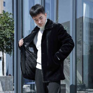 Men's large lapel fur long men's imitation fur coat winter leisure hooded autumn and winter fashion mink coat 211207