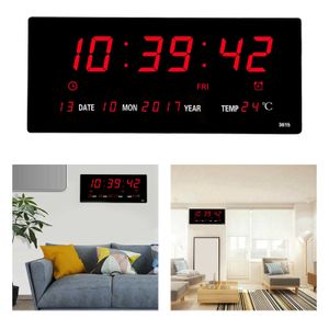 LED Digital Wall Clock Calendar Large Display w  Indoor Temperature Date and Day Watch For Home Living Room Decoration 210930