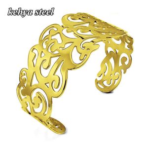 Manschettenarmband Antik Gold/Silber Farbe Manschette Armreif für Mann Frau Mode Edelstahl Unisex Schmuck Q0717