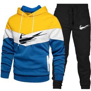 Roupas esportivas masculinas nova primavera outono agasalho de 2 peças conjuntos de terno esportivo jaqueta + calça de moletom moda masculina impressão roupas tamanho s-3xl