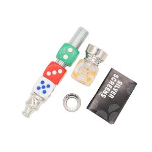 The Dice Design Metal Small Portable Pipes Colorful Convenient Detachable Tobacco Household Fashion Trendy Smoking Pipe Tiny Smoke Accessories