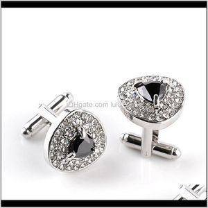 Tie Clasps Tacks Drop Delivery 2021 Luxury Heart Crystal Diamond Cufflinks Cuff Links Sleeve Button For Women Men Shirts Dress Suits Cuffl