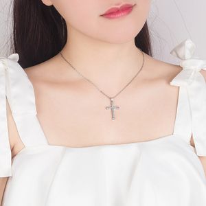 24k Gold Diamond Jesus Cross Necklace Pendant Crystal Row Necklaces chains for Women Men Fashion Jewelry Will and Sandy