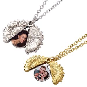 Sublimation Blanks Pendants with Necklace Chain Christmas Alloy Flower Ornement for Photo DIY Metal Keychain Bulk Blank Silver Gold Double Sided Decor for Women