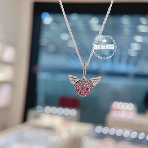 925 Ayar Gümüş Pembe Pavé Heart Melek Kanatları Charm Kolye Kolye Avrupa Pandora Tarzı Takı Kolye Uyar