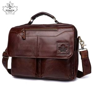 Wholesale men s leather briefcase bags resale online - Men s genuine leather bag office s for men laptop Briefcase Shoulder hand Luxury Hand s ZZNICK