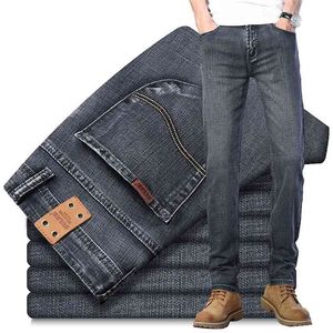 Sulee Brand Осень мужские растягивающие джинсы мода классический стиль бизнес случайные джинсы джинсовые брюки брюки мужской джинсовая одежда 210331