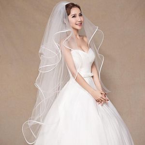 Bridal weiols Женщины слоновая слоновая кость свадьба Свадебная вуаль с расческой Краткая многослойная специальная волна карандаш кромки элегантный леди аксессуар